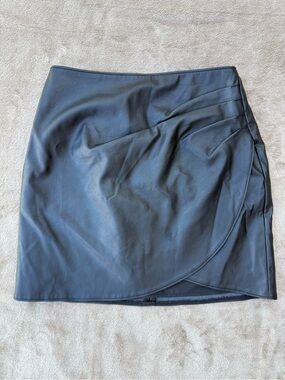 Abercrombie & Fitch Faux Leather Wrap-Style Mini Skirt